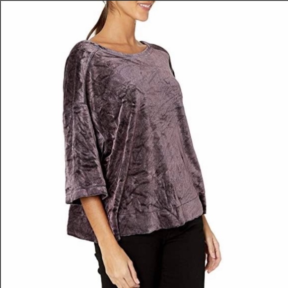 Free People We the Free Valerie Purple Velour Tee - Picture 3 of 6